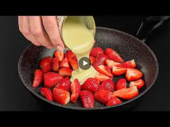 Gießen Sie Kondensmilch auf Erdbeeren! Alle suchen dieses Rezept! Dessert ohne Backen
