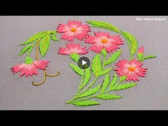 ☘☘Hand Embroidery Cushion Cover Design Tutorial, Miss Anjiara Begum☘☘