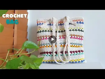 Scrap Yarn Crochet Bag with ViVi Berry Crochet EP.1 Half Double Crochet Bag with Scrap Yarn