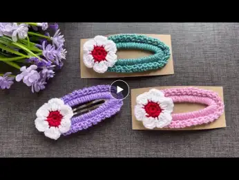 Beautiful Crochet Flower Hair Clips. Crochet Hair Clip Tutorial for Beginners.