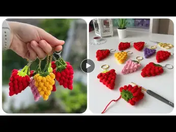 Easy Crochet Strawberry Keychain Making
