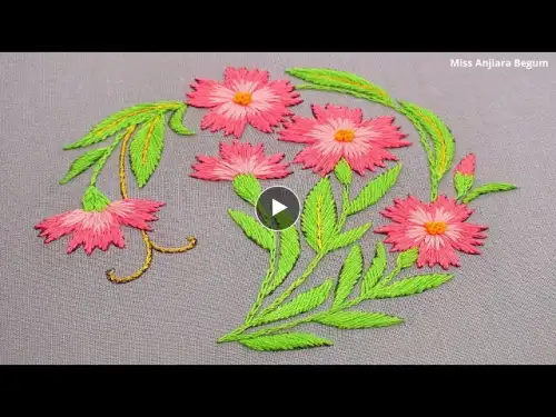 ☘☘Hand Embroidery Cushion Cover Design Tutorial, Miss Anjiara Begum☘☘