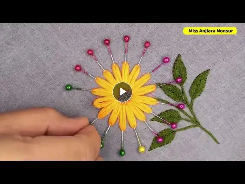 Hand Embroidery Flower Design With Pin, Flower Embroidery Design New, Miss Anjiara Monsur