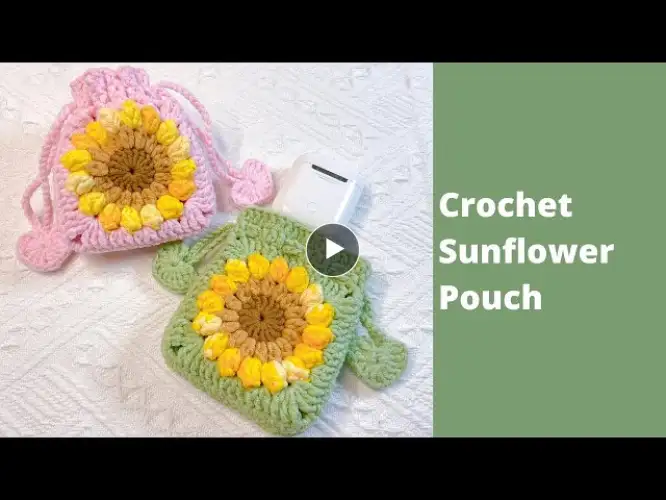 How to Crochet Sunflower Granny Square Pouch 