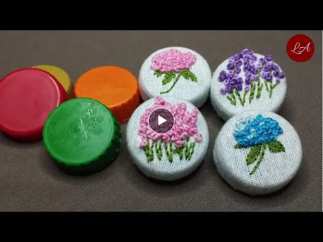 DIY How to make Embroidered Pin Brooch || Simple hand embroidery for beginner || French knot Stitch