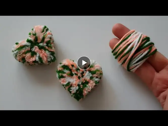 Easy Pom Pom Heart Making Idea with Fingers✅How to Make a Heart from String✔Beautiful And Easy