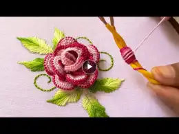 3D Rose flower design using electric wire|rose embroidery design|gulab ka Phool design
