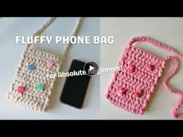 FLUFFY PHONE BAG CROCHET | BEGINNERS FRIENDLY | Kyomicraft