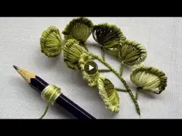 Beautiful 3D leaf hand embroidery design|latest hand embroidery design|how to start hand embroidery