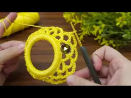 I made a gorgeous crocheted net bag holder on a plastic ring, let's watch #crochet #knitting