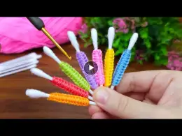 Brilliant idea !! I made something amazing with cotton buds and wool yarn #let's watch #crochet
