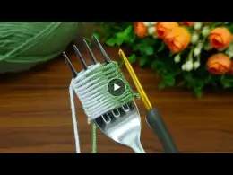 Wow!! I made something very stylish with a fork and wool thread, let's watch #crochet #DIY #knitting