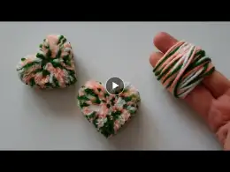 Easy Pom Pom Heart Making Idea with Fingers✅How to Make a Heart from String✔Beautiful And Easy
